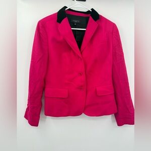 Talbots Pink Rose Wool Blend Blazer 3 Button Pockets Black Collar Size‎ 10P